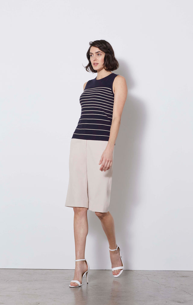 Diffusion - Ottoman-stripe Knit Shell - On Model