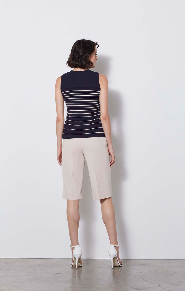 Diffusion - Ottoman-stripe Knit Shell - On Model