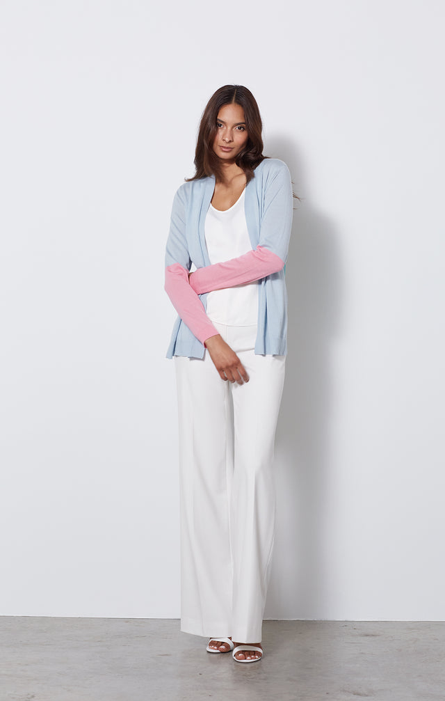 Radiance - Colorblock Cashmere Cardigan - On Model