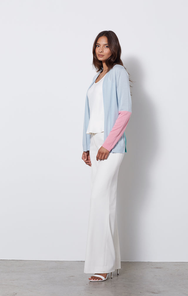 Radiance - Colorblock Cashmere Cardigan - On Model