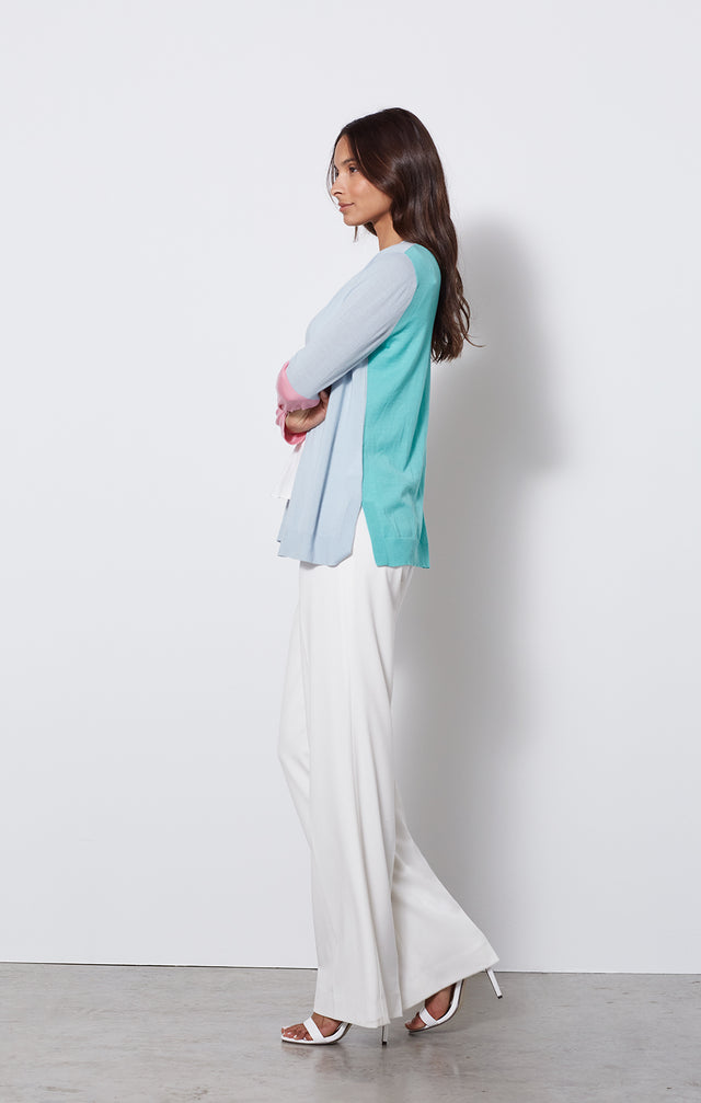 Radiance - Colorblock Cashmere Cardigan - On Model
