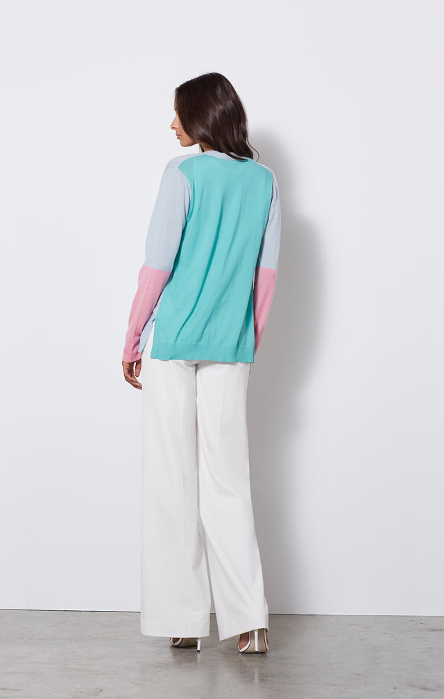 Radiance - Colorblock Cashmere Cardigan - On Model