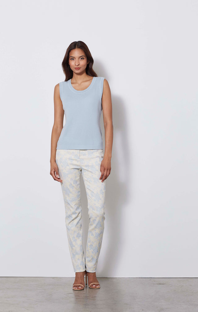 Garniture-shell - Reversible Blue Cashmere Knit Shell - On Model
