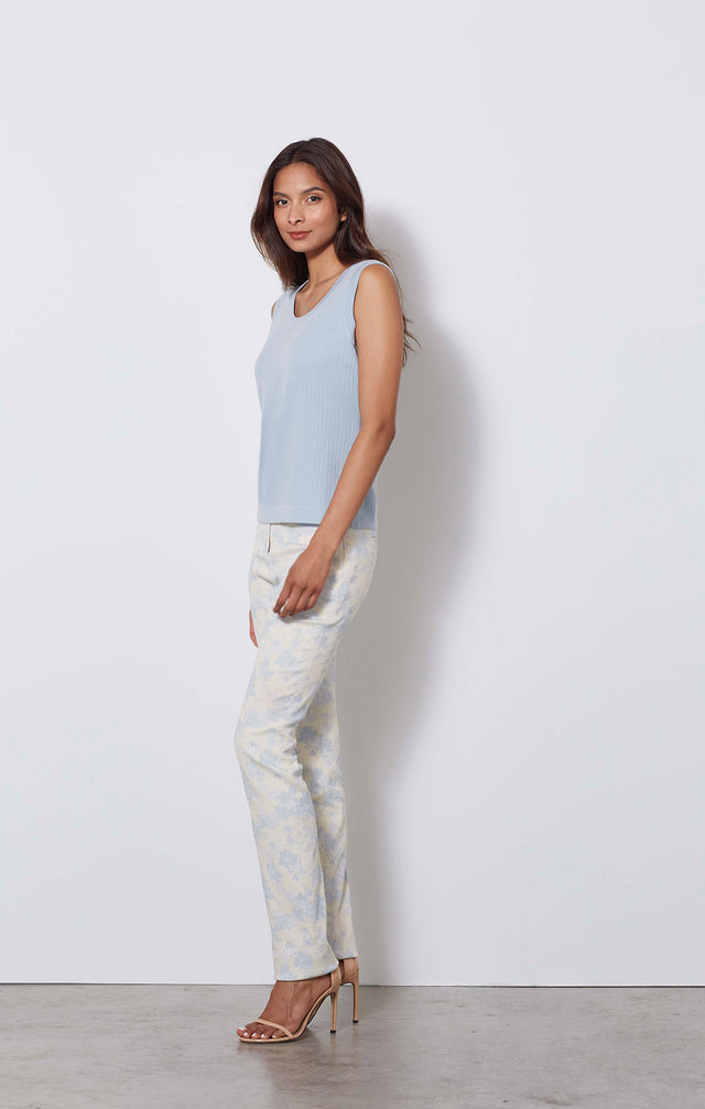 Garniture-shell - Reversible Blue Cashmere Knit Shell - On Model