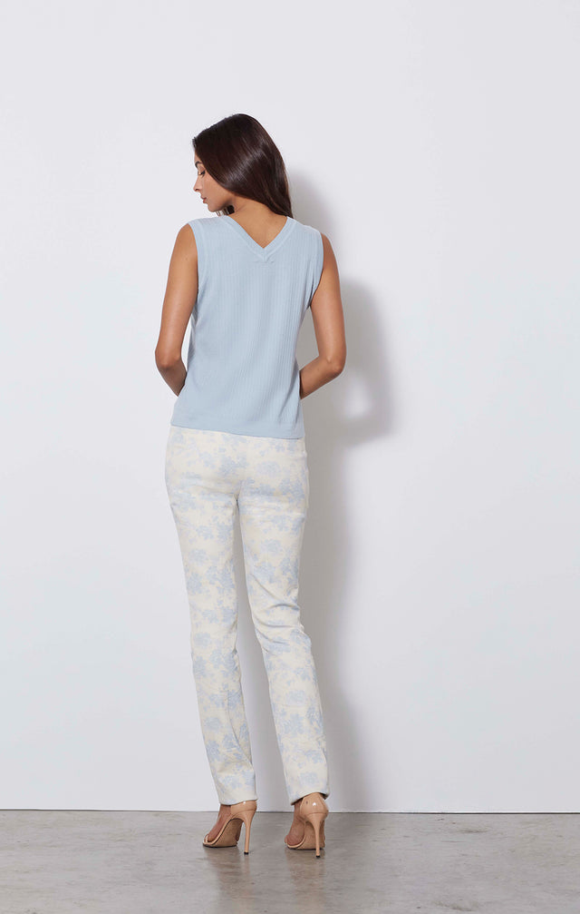 Garniture-shell - Reversible Blue Cashmere Knit Shell - On Model
