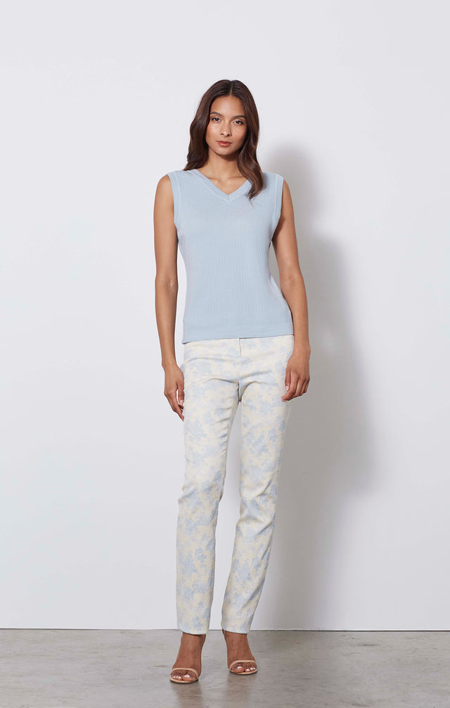 Garniture-shell - Reversible Blue Cashmere Knit Shell - On Model