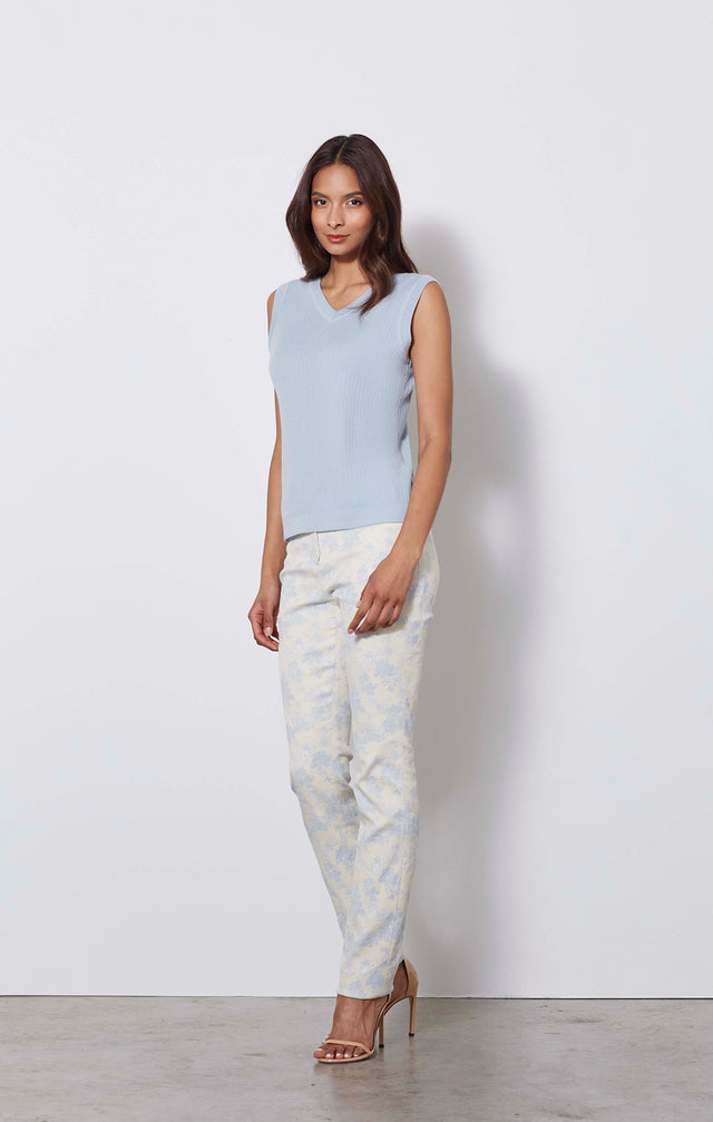 Garniture-shell - Reversible Blue Cashmere Knit Shell - On Model