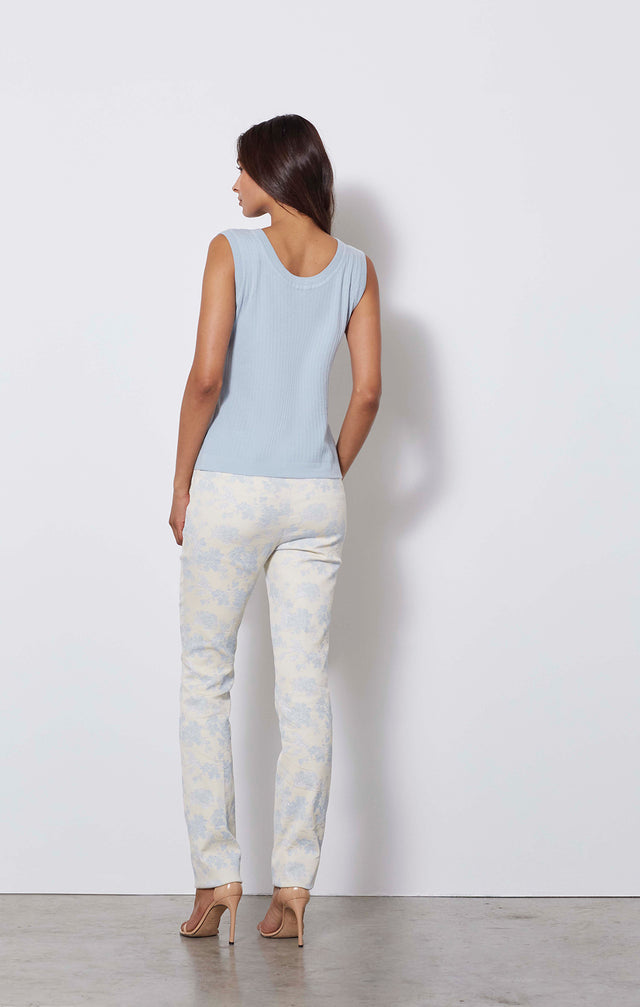 Garniture-shell - Reversible Blue Cashmere Knit Shell - On Model