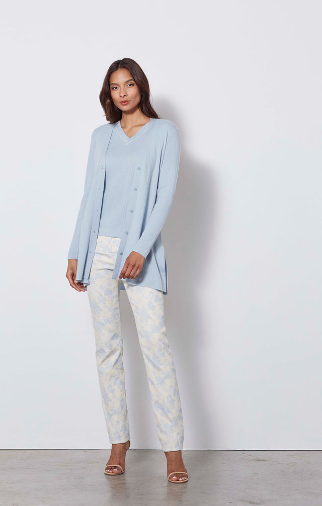 Garniture-shell - Reversible Blue Cashmere Knit Shell - On Model