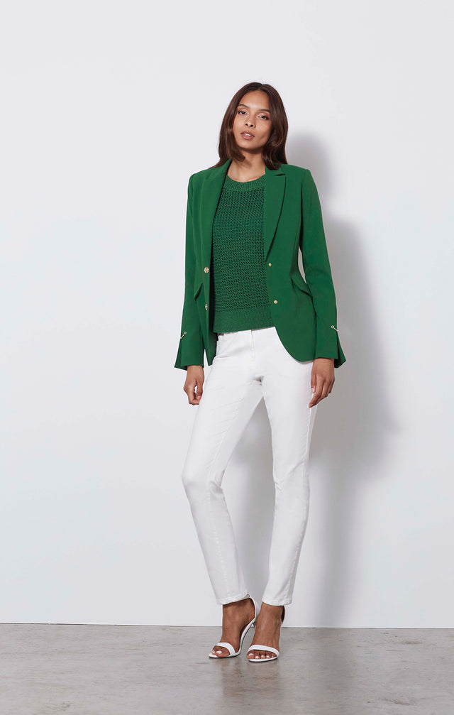 Arden - Sleeveless Mesh Knit Top - On Model