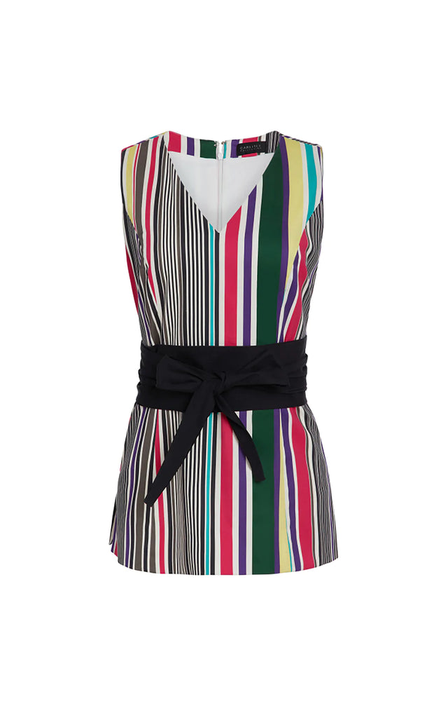 Iridiana - Obi-belted Striped Blouse