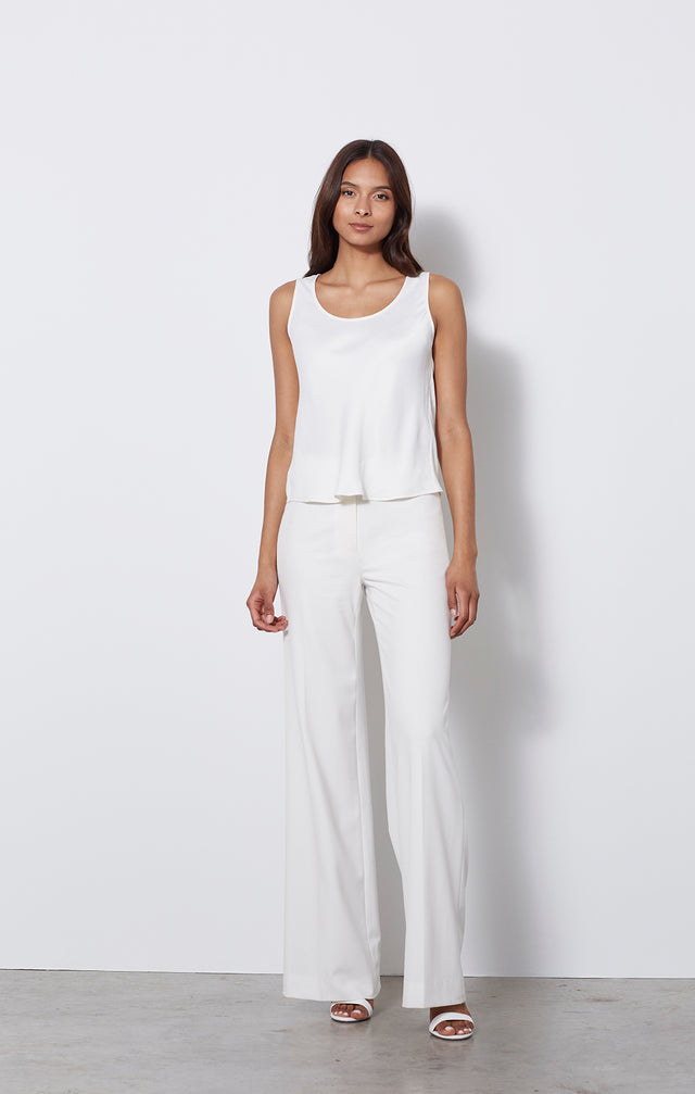 Marguerite - Satin Charmeuse Tank Blouse - On Model