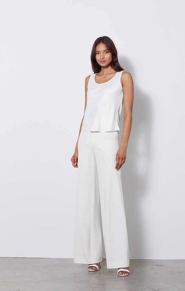 Marguerite - Satin Charmeuse Tank Blouse - On Model