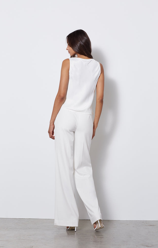 Marguerite - Satin Charmeuse Tank Blouse - On Model