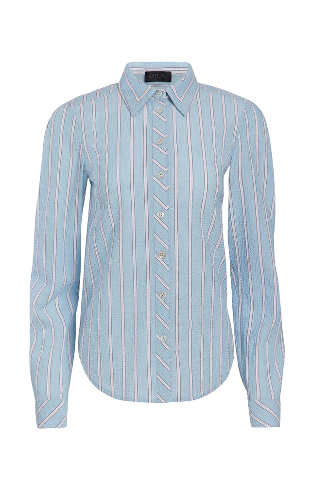 Dutch Crocus - Striped Spanish Seersucker Blouse