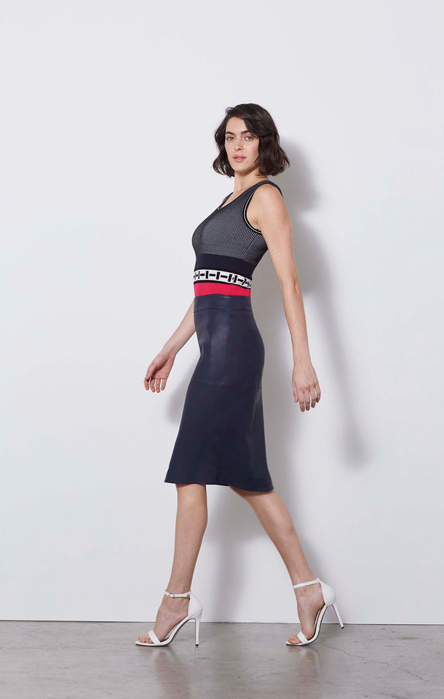 Lissome - Water-resistant European Leather Skirt - On Model