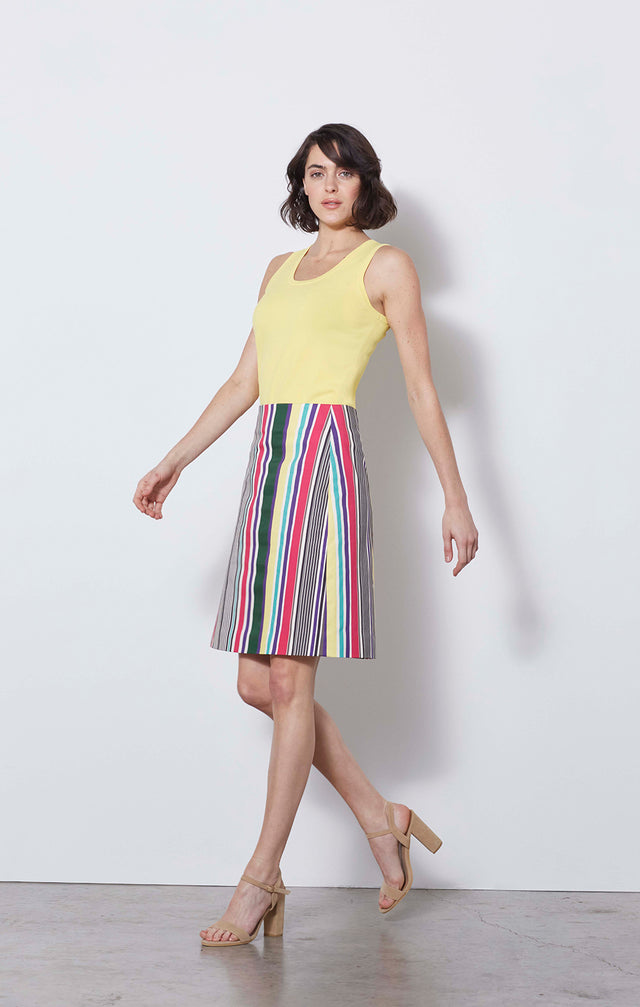 Iridiana - Rainbow Stripe Skirt - On Model