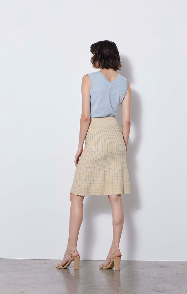 Salutation - Plaid Birdseye Jacquard Skirt - On Model