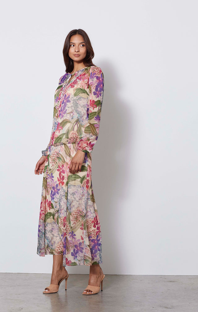 Purple Reign - Italian Floral Print Skirt - On Model