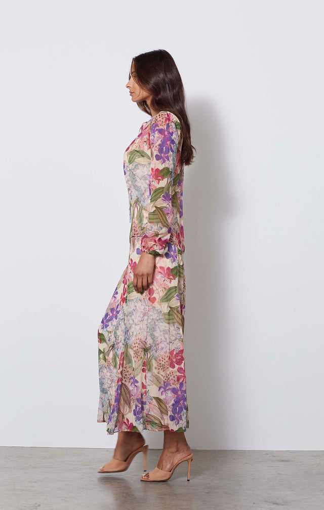 Purple Reign - Italian Floral Print Skirt - On Model