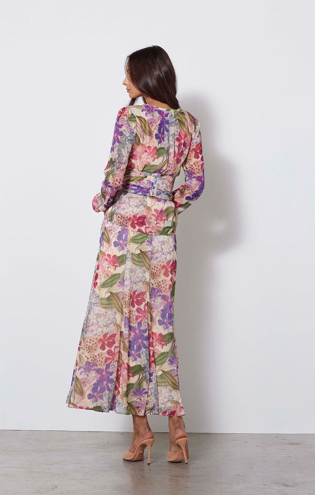 Purple Reign - Italian Floral Print Skirt - On Model