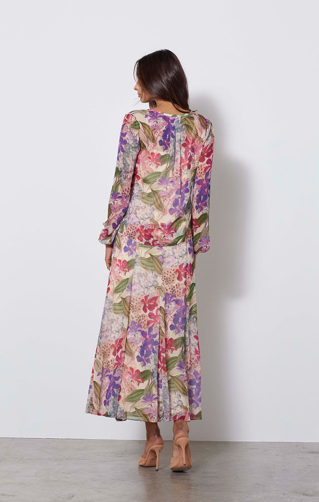 Purple Reign - Italian Floral Print Skirt - On Model
