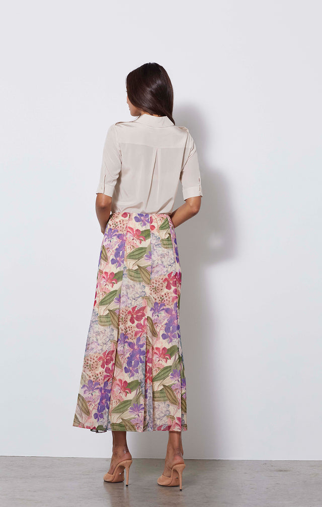Purple Reign - Italian Floral Print Skirt - On Model