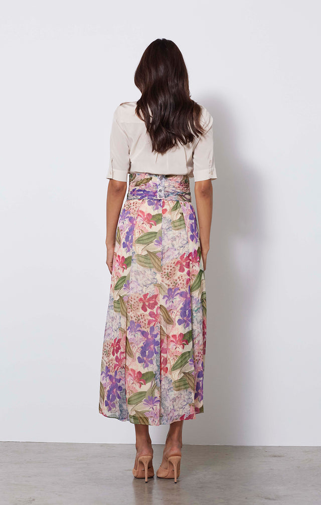 Purple Reign - Italian Floral Print Skirt - On Model
