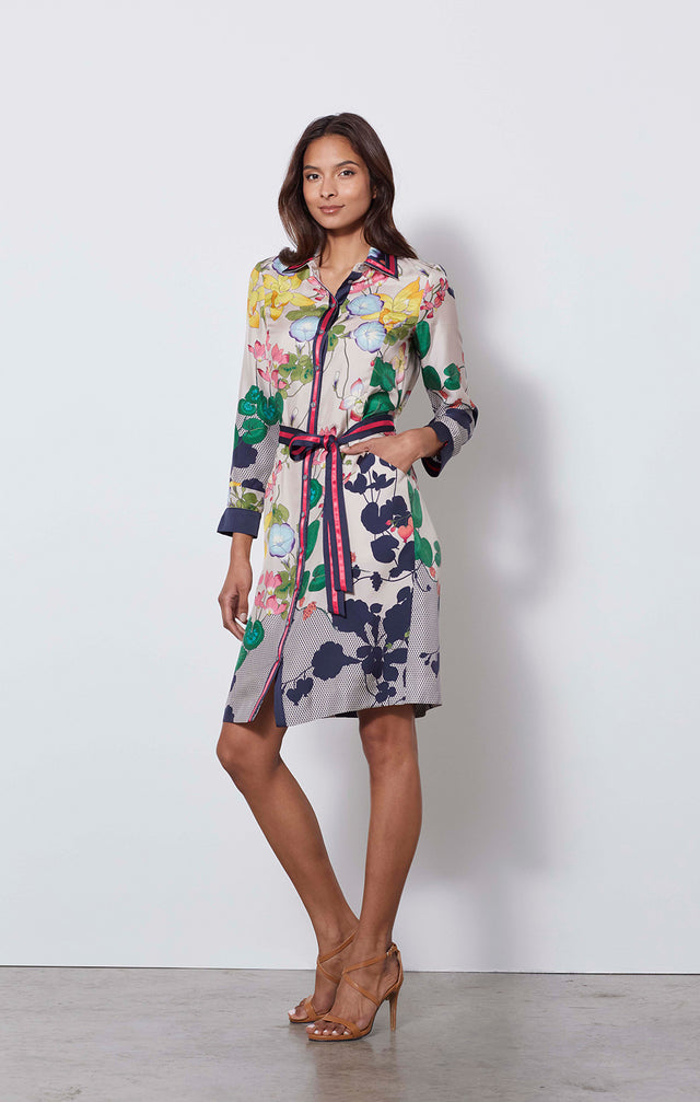 Kew Gardens - Button-front Floral Dress - On Model