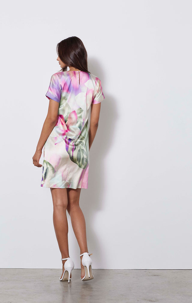 Perfume - Stretch Silk Watercolor Print Dress - On Model