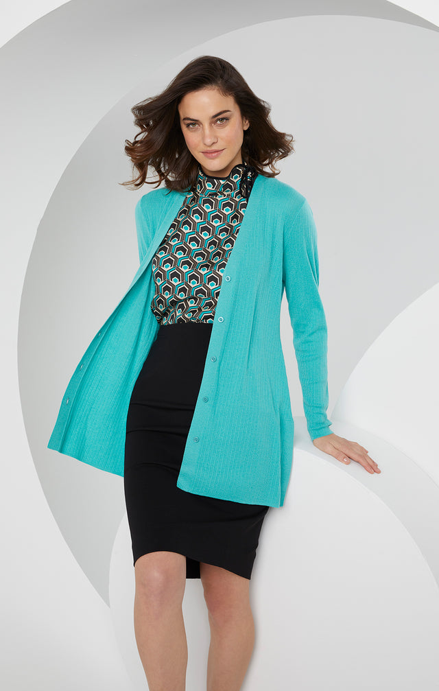 Perspective - Silk-rich, Geometric Print Blouse - Lookbook