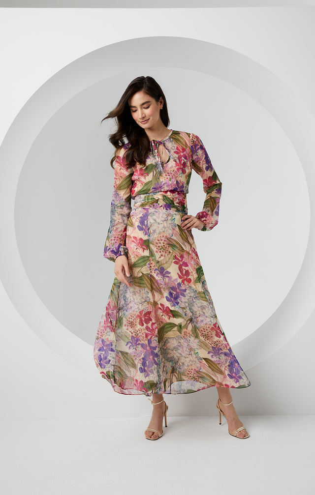 Purple Reign - Italian Floral Print Skirt - Lookbook