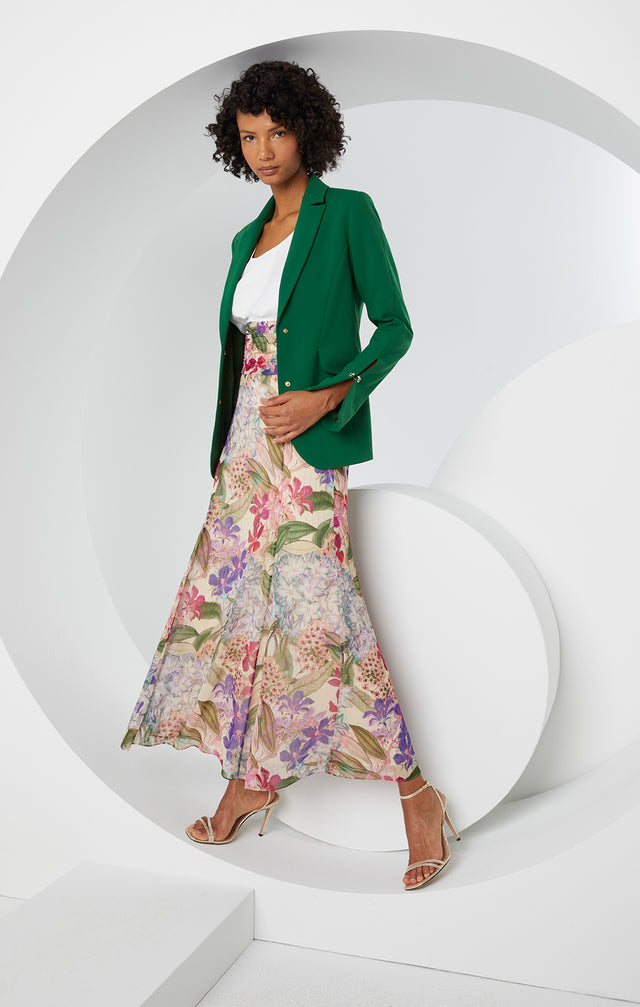 Purple Reign - Italian Floral Print Skirt - Lookbook
