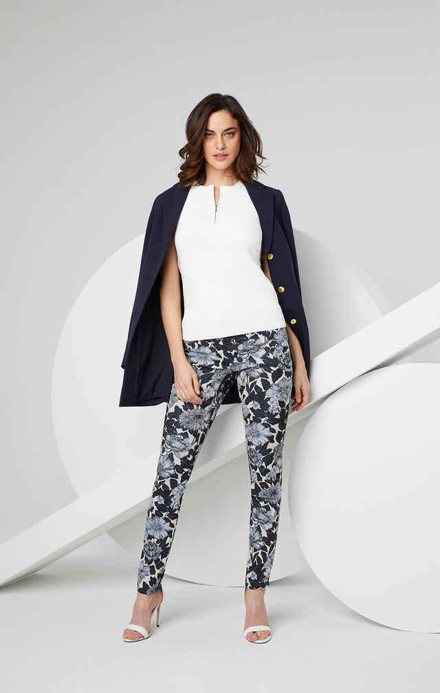 Thistle Mum - Floral Italian Jacquard Jeans - Lookbook