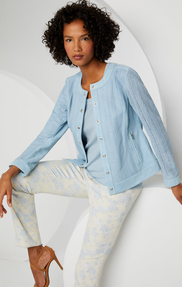 Cirrus - Laser-cut European Leather Jacket - On Model