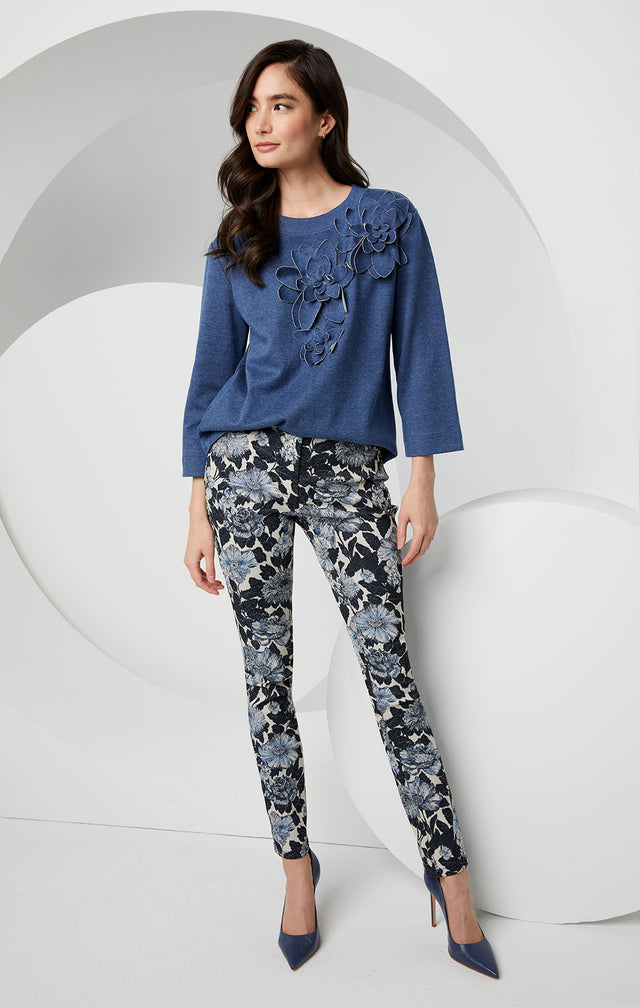 Thistle Mum - Floral Italian Jacquard Jeans - Lookbook