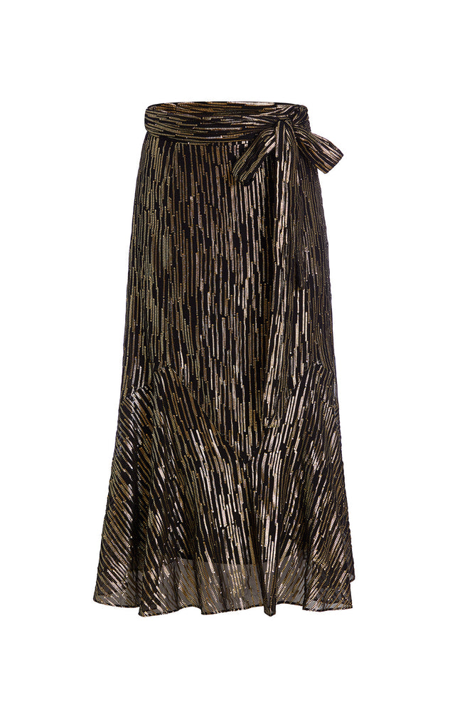 Gala - Skirt With Metallic Gold Stripe Jacquard -  Product Image