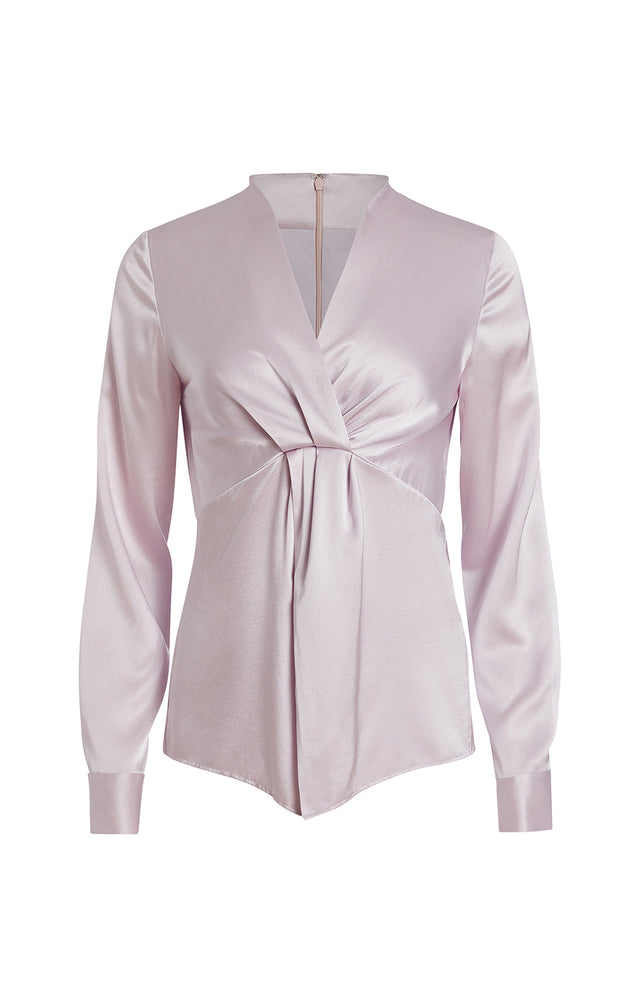 Misty - Draped-Front, Stretch-Silk Blouse -  Product Image