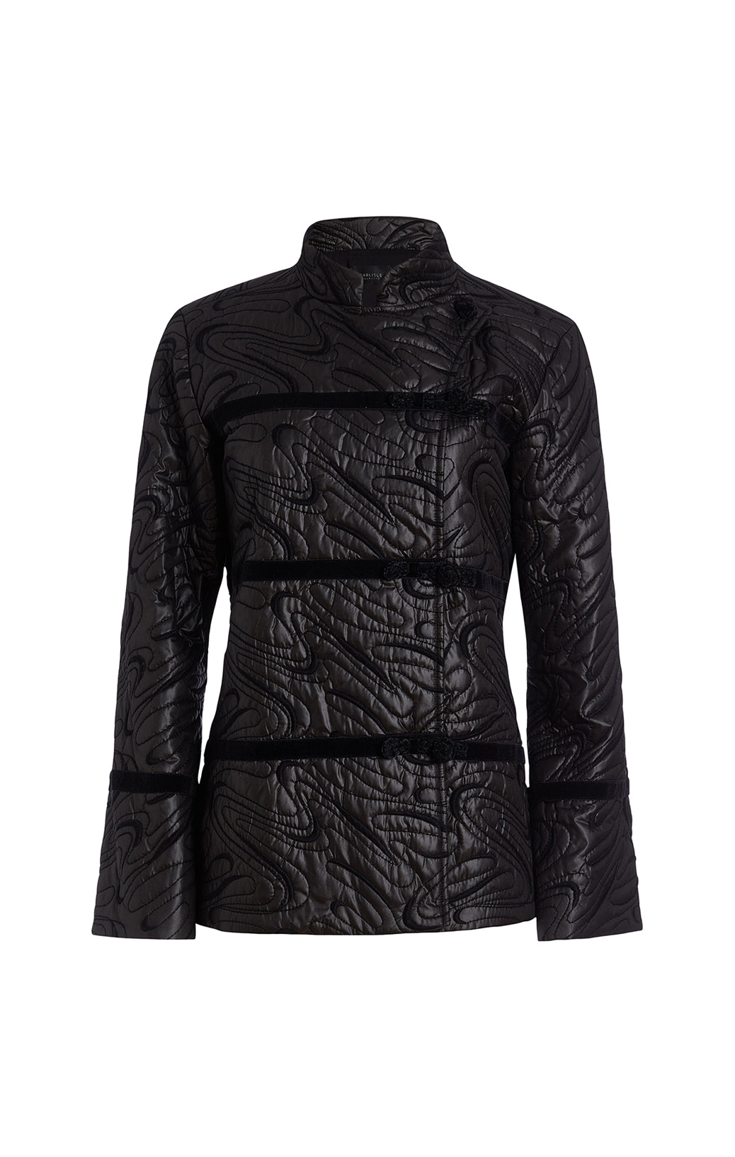 Fierce - Leather Trimmed Animal Jacquard Jacket -  Product Image