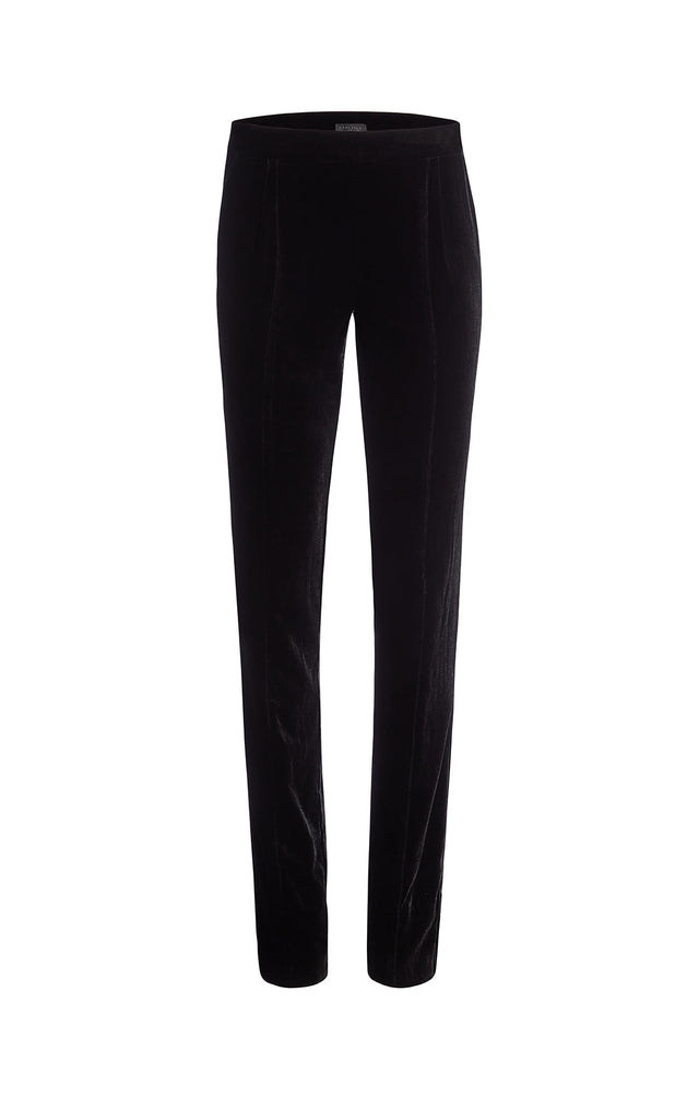 On The Town - Silk-Softened Stretch Velvet Pants -  Product Image