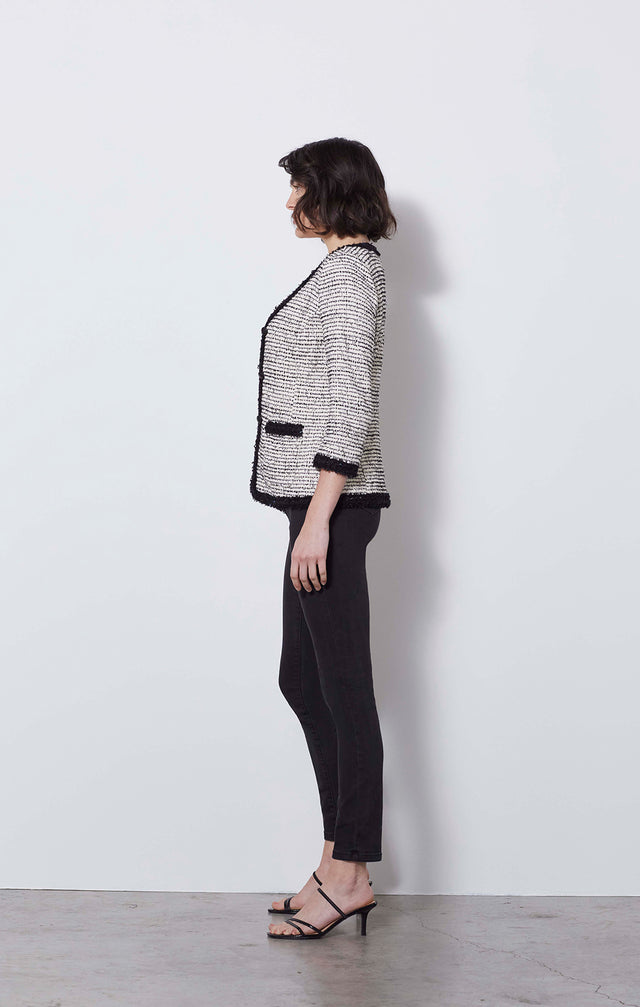 Anemone - Braid-trimmed Italian Tweed Jacket - On Model