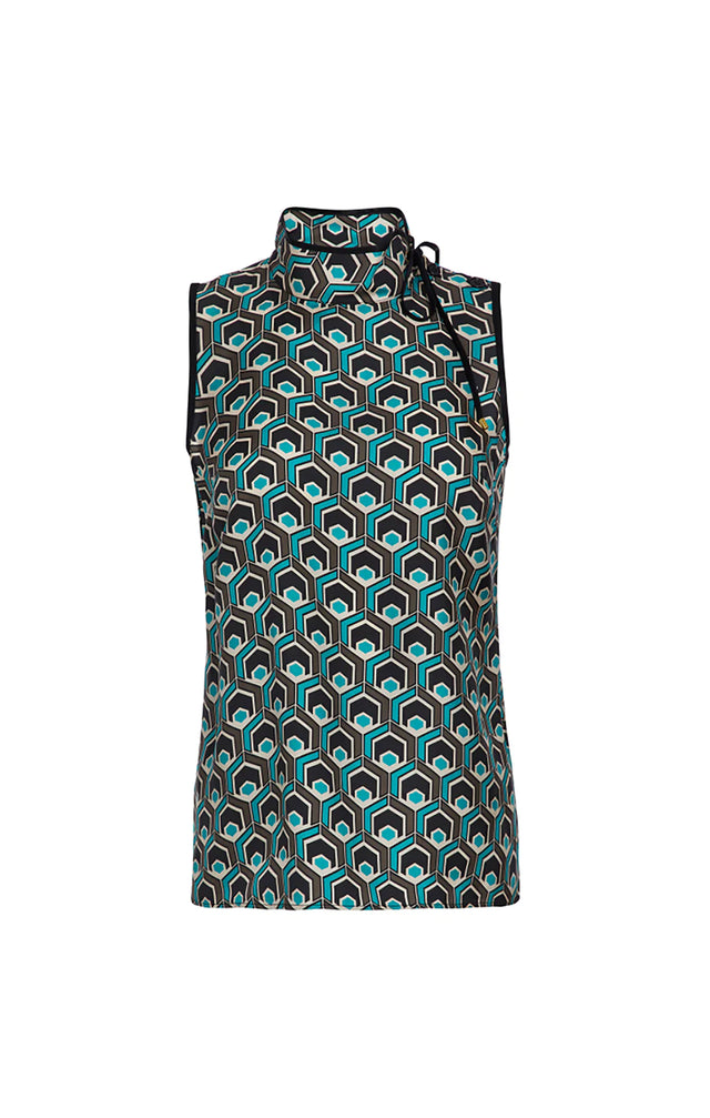 Perspective - Silk-rich, Geometric Print Blouse