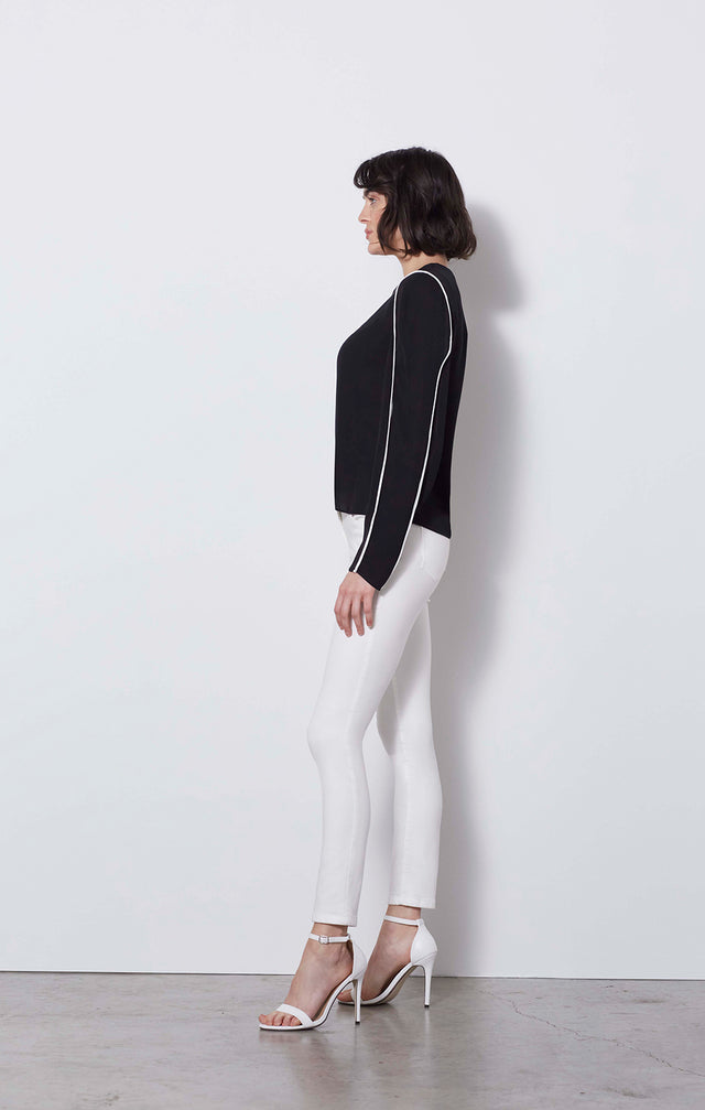 Debonair - Black Silk Georgette Blouse - On Model