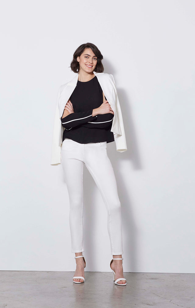 Debonair - Black Silk Georgette Blouse - On Model