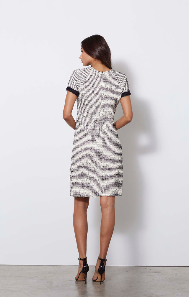 Anemone - Italian Fringed Tweed Dress - On Model