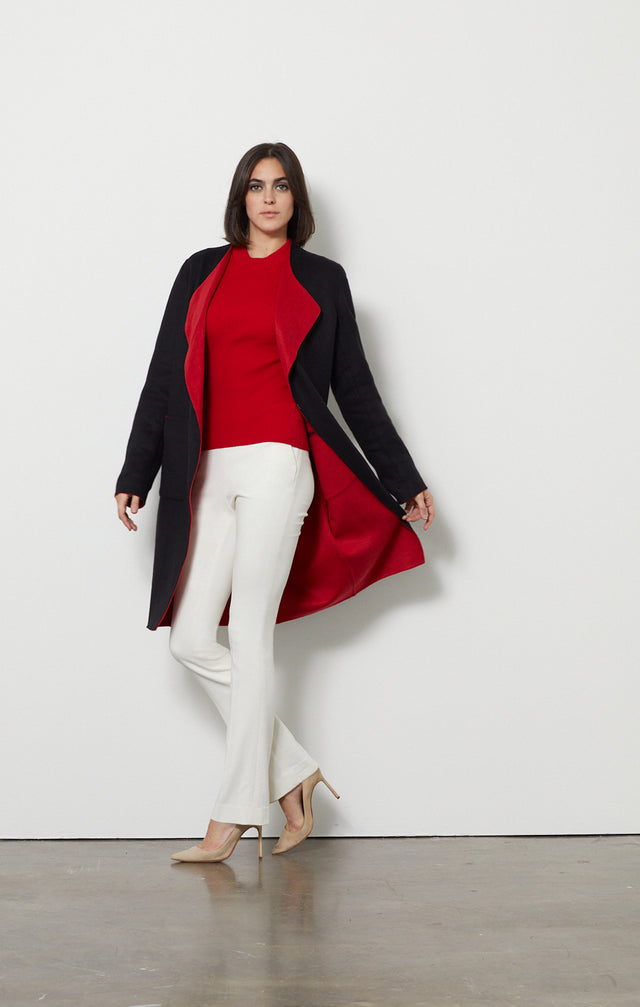 Black Cherry - Double-Faced Blend Coat - Look
