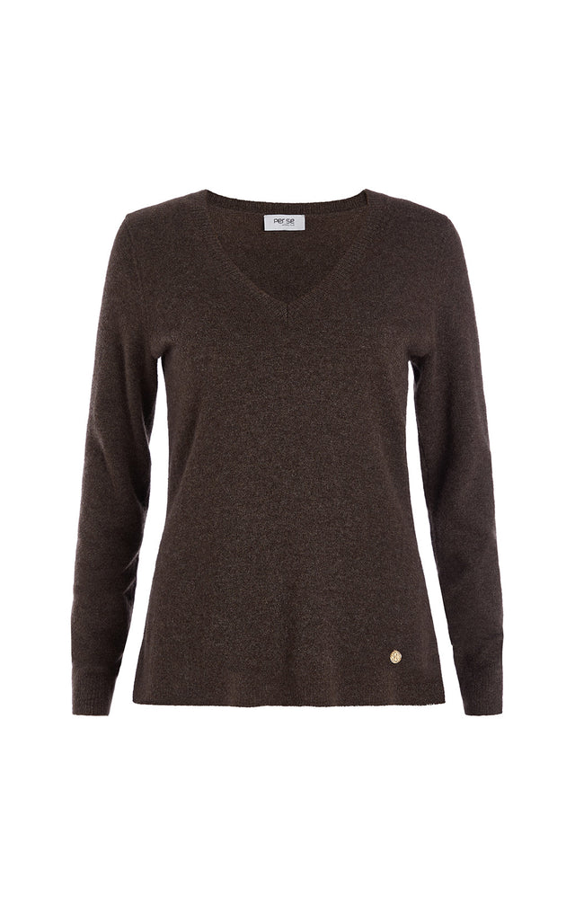 Debut-Brn - Cashmere V-Neck Pullover -  Product Image