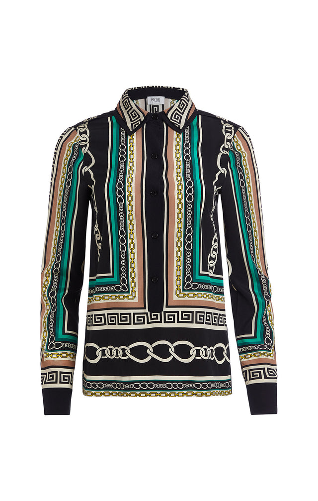 Janissary - Status Border Print Silk Blouse -  Product Image