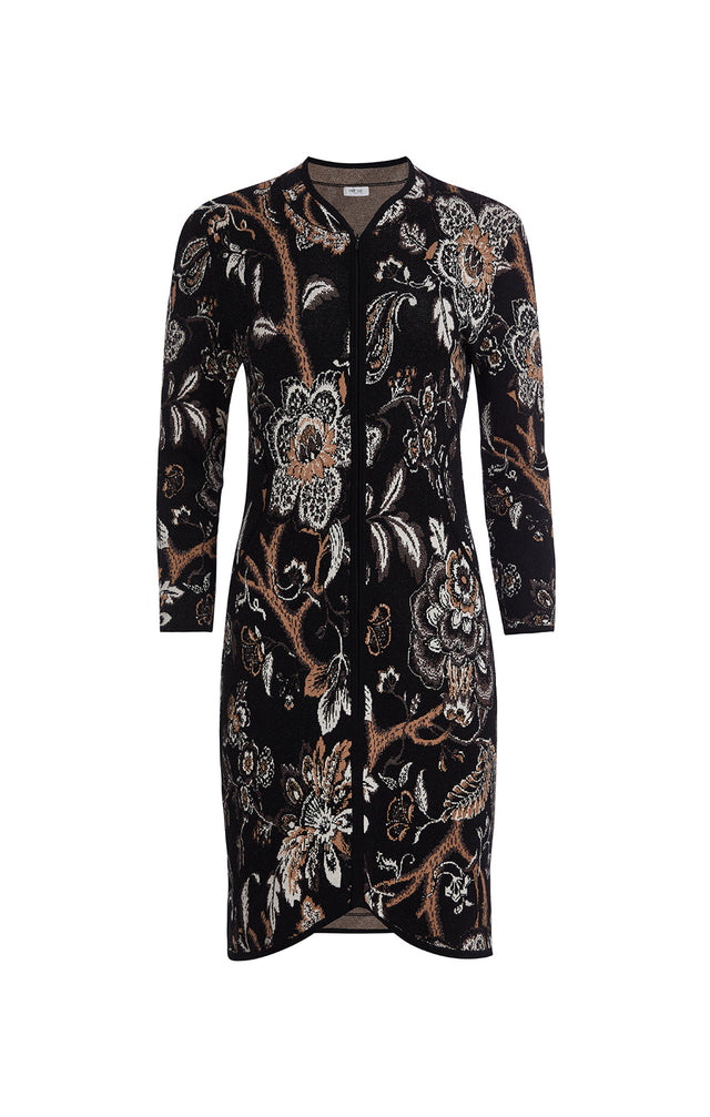 Palm Court - Knit Floral Jacquard Dress -  Product Image