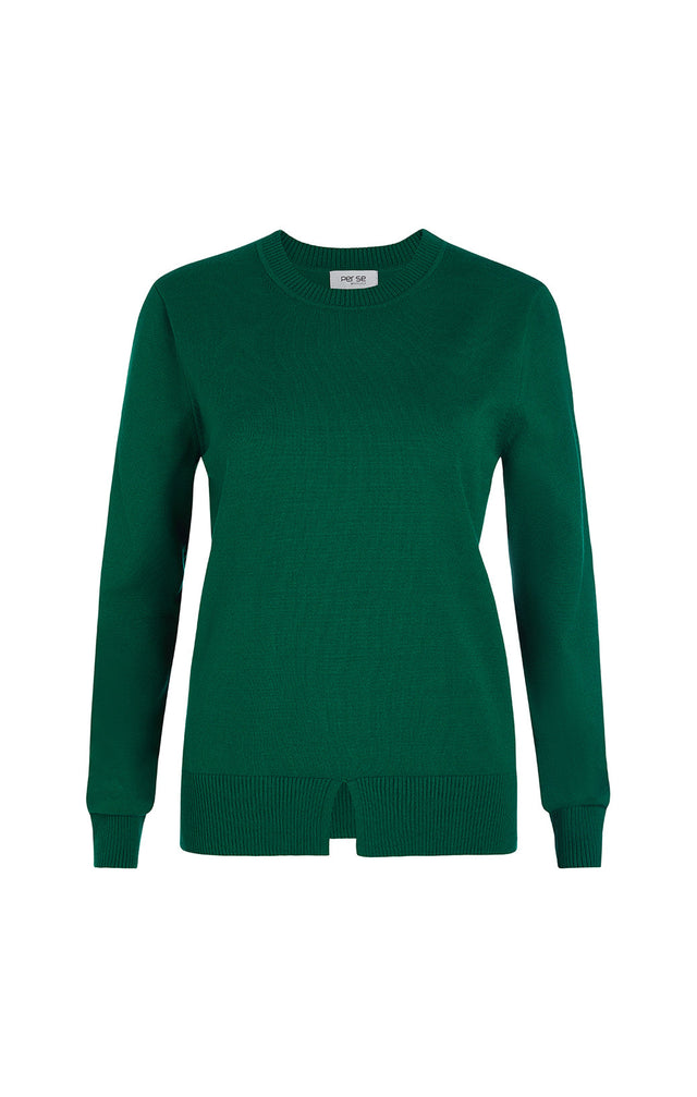 Renewal - Split Hem Crew Neck Sweater -  Product Image